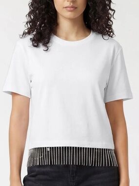 Zara White T-shirt with Sequin Details